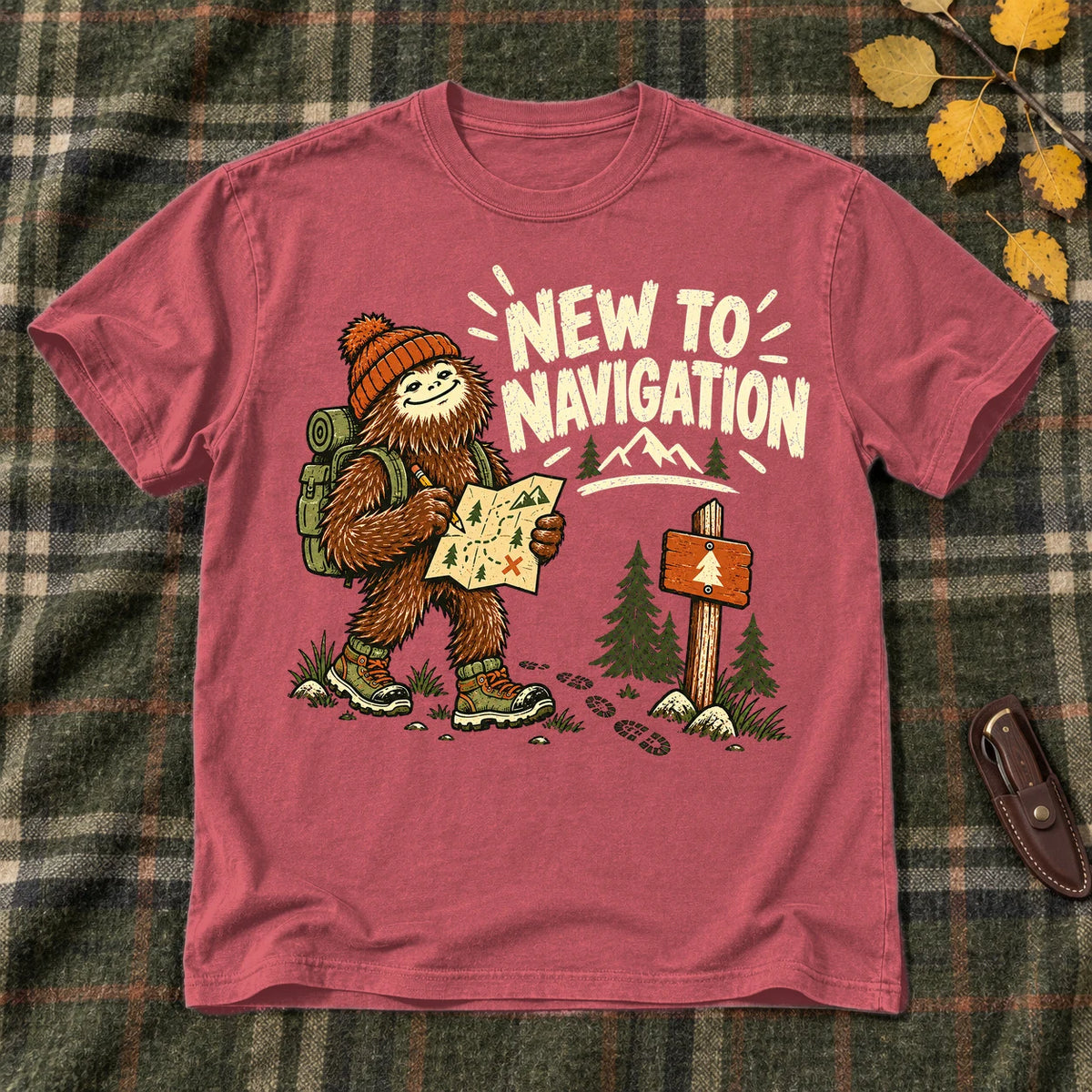 New to Navigation Bigfoot Graphic Tee on Heather Red Everyday Soft Tee