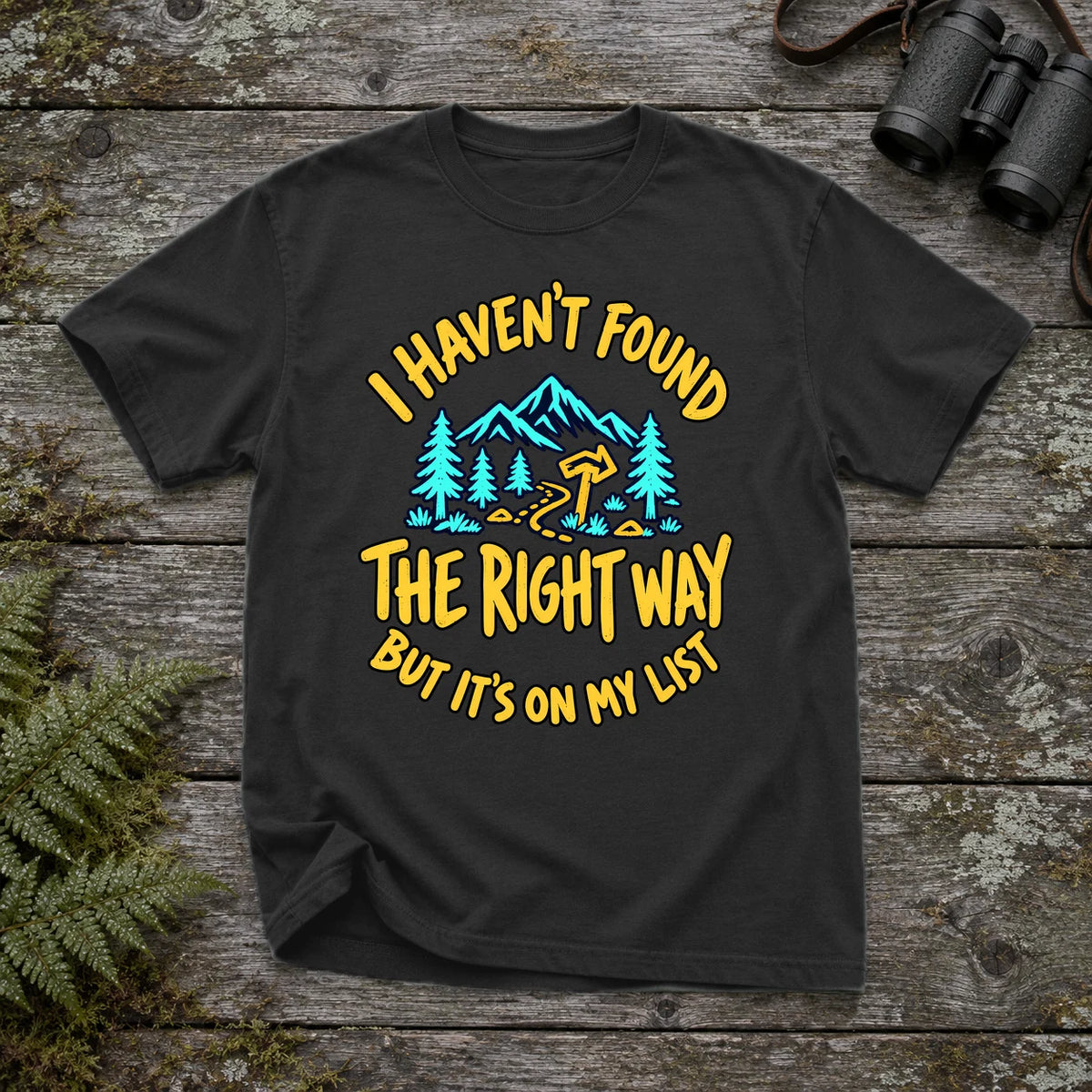 The Right Way Adventure Graphic Tee on Black Premium Tee