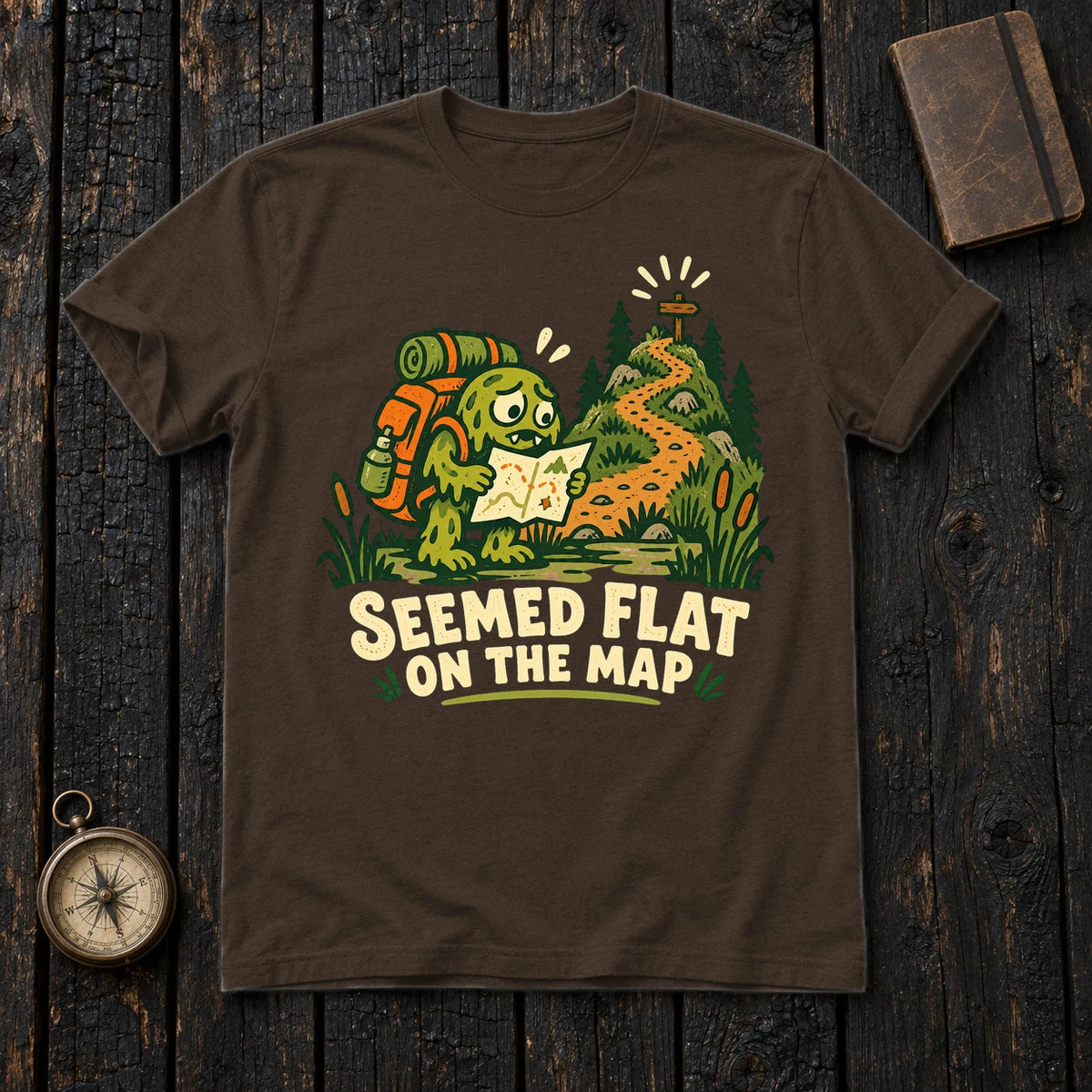 Seemed Flat On The Map Graphic Tee on Dark Chocolate Everyday Soft Tee