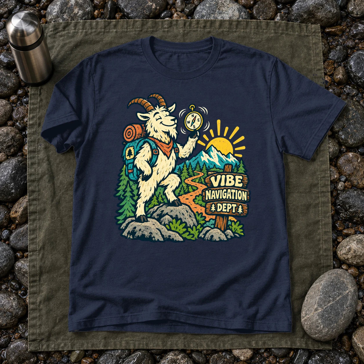 Vibe Navigation Dept Graphic Tee on Navy Everyday Soft Tee