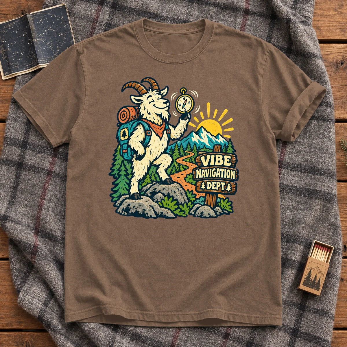 Vibe Navigation Dept Graphic Tee on Espresso Premium Tee