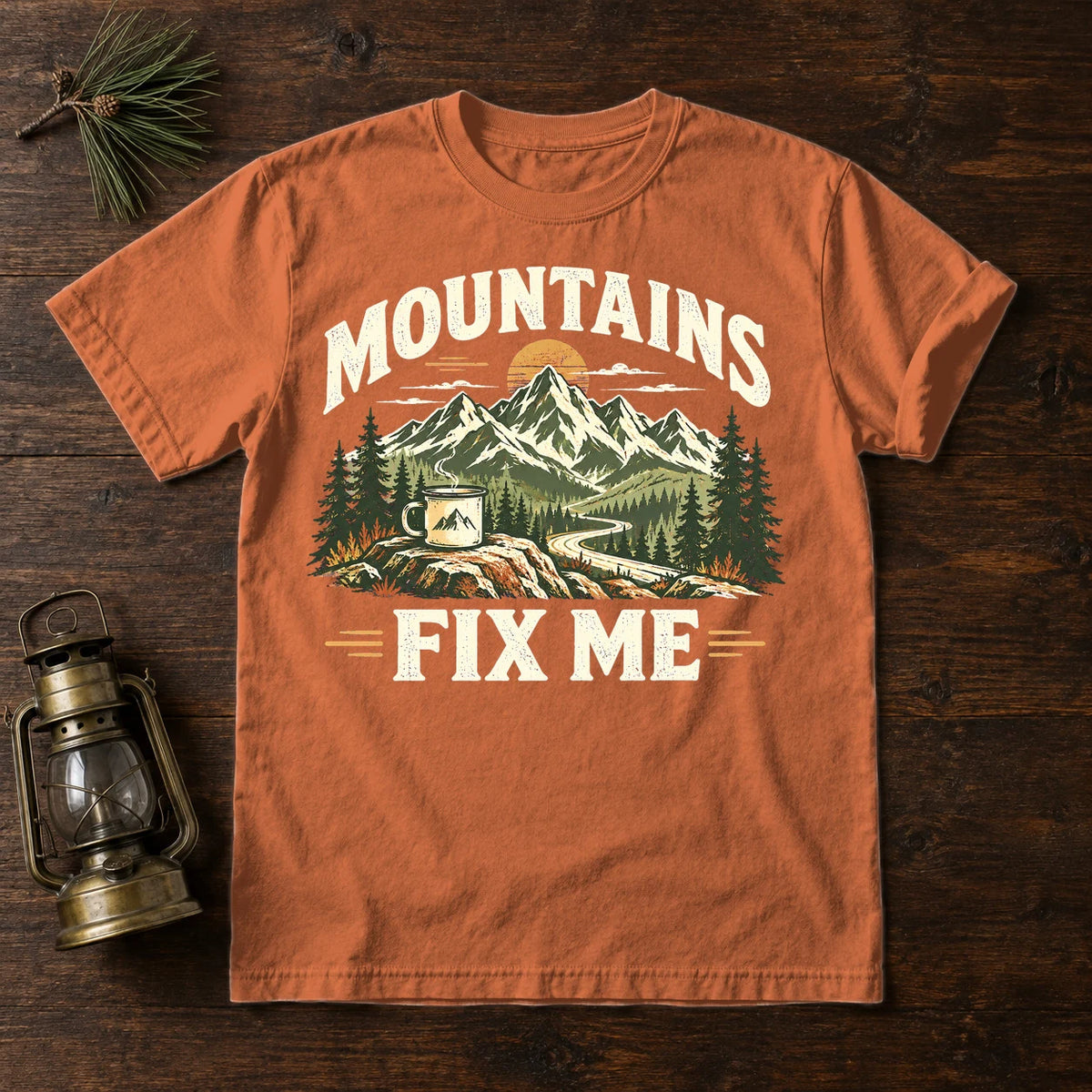 Mountains Fix Me Vintage Graphic Tee on Yam Premium Tee