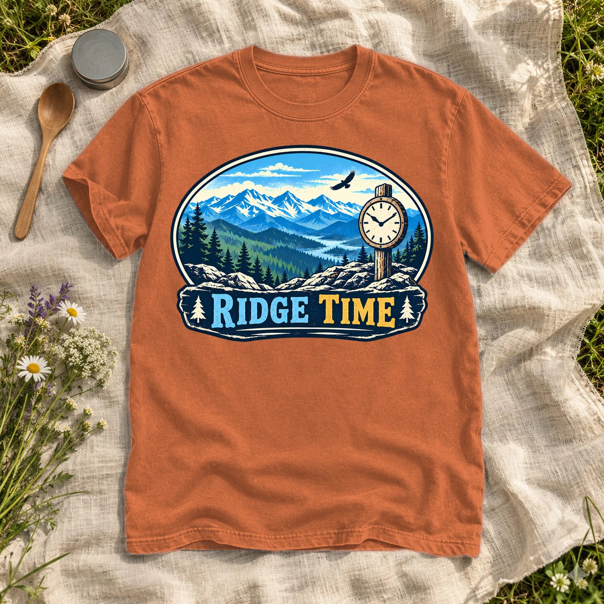 Ridge Time Vintage Mountain Graphic Tee on Yam Premium Tee