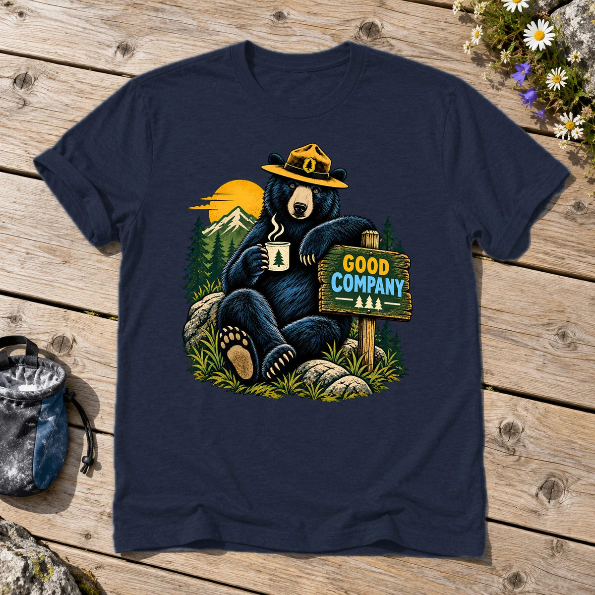 Good Company Ranger Bear Graphic Tee on Navy Everyday Soft Tee