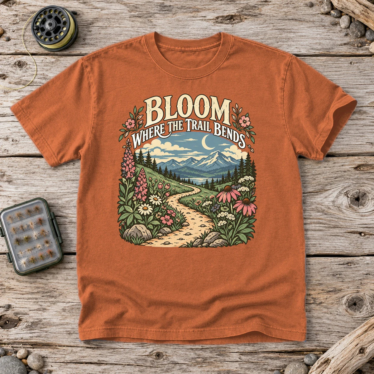 Bloom Where The Trail Bends Graphic Tee on Yam Premium Tee