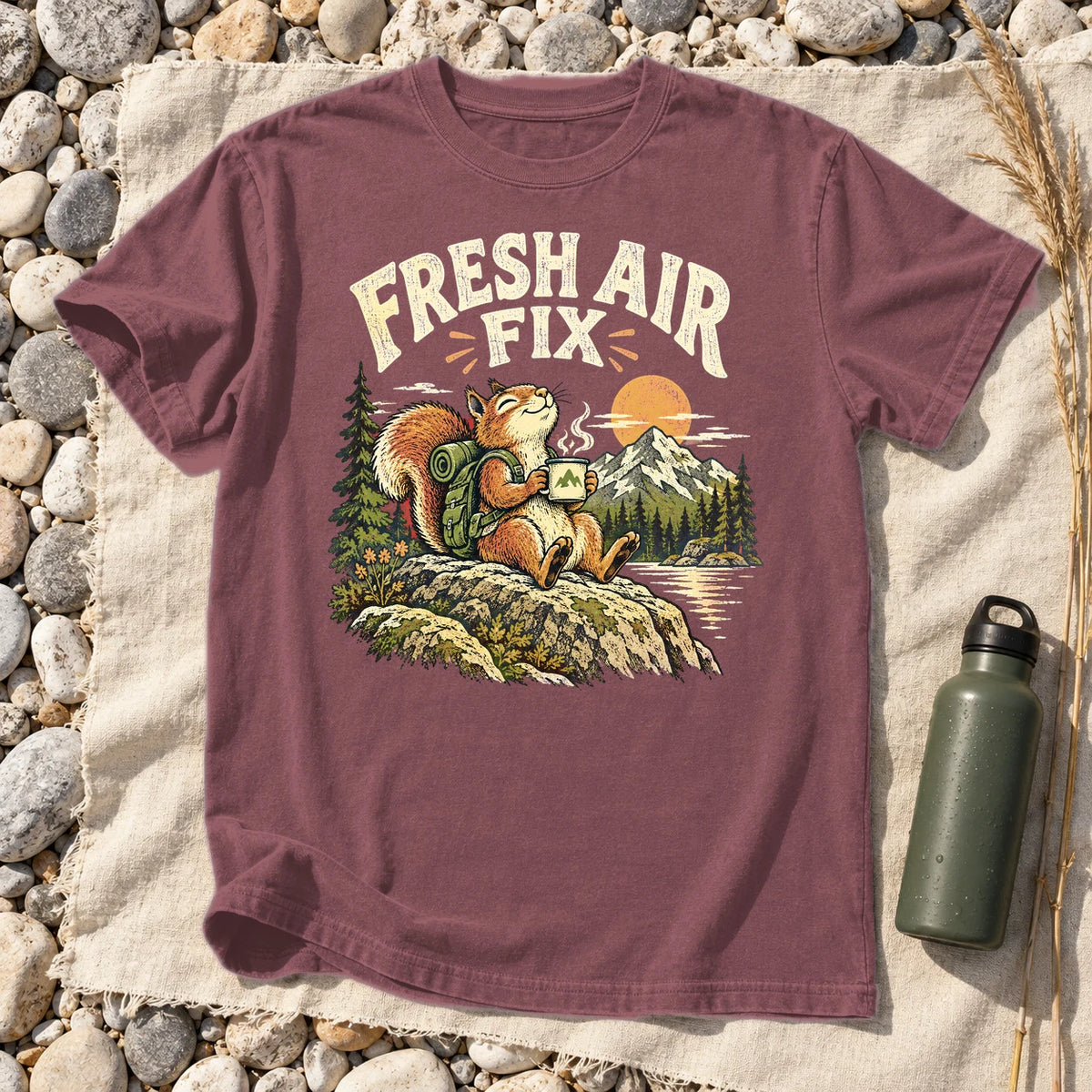 Fresh Air Fix Outdoor Squirrel Graphic Tee on Brick Premium Tee