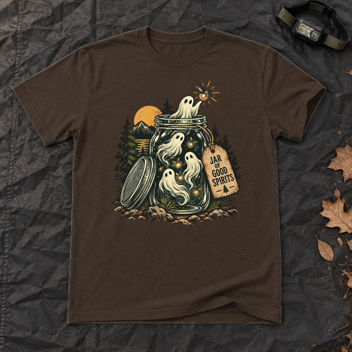Jar of Good Spirits Graphic Tee on Dark Chocolate Everyday Soft Tee