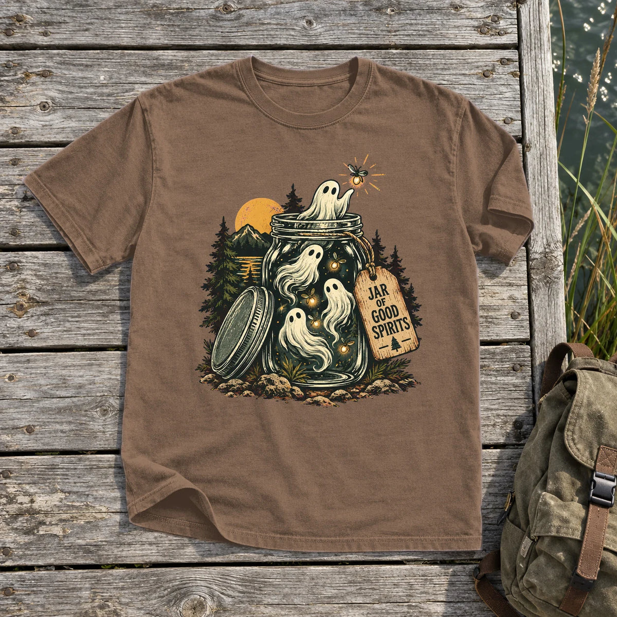 Jar of Good Spirits Graphic Tee on Espresso Premium Tee