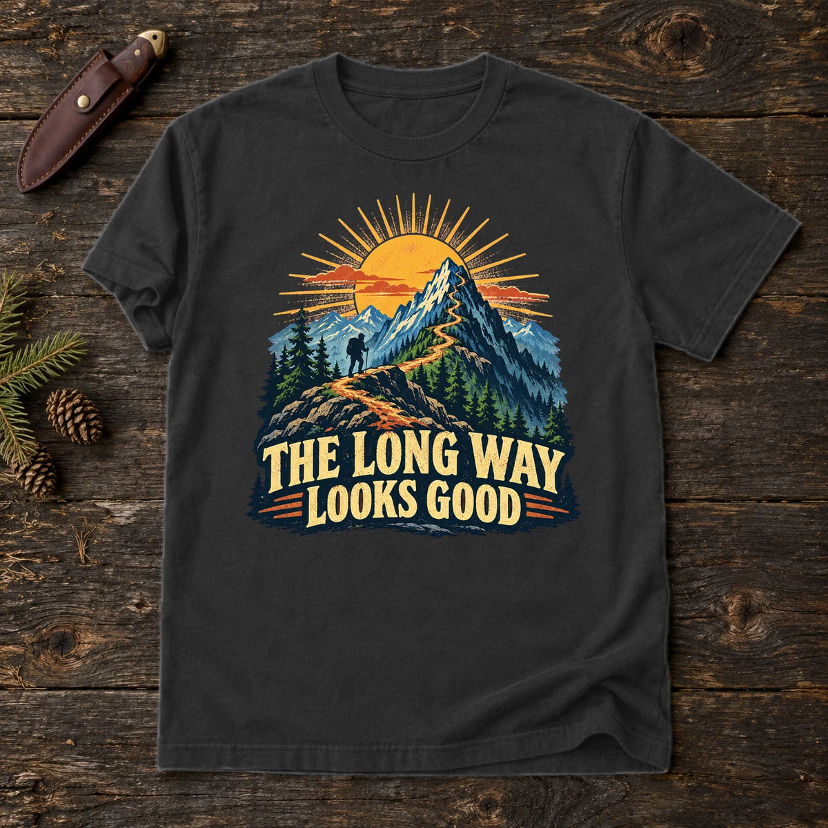 The Long Way Looks Good Graphic Tee on Black Premium Tee