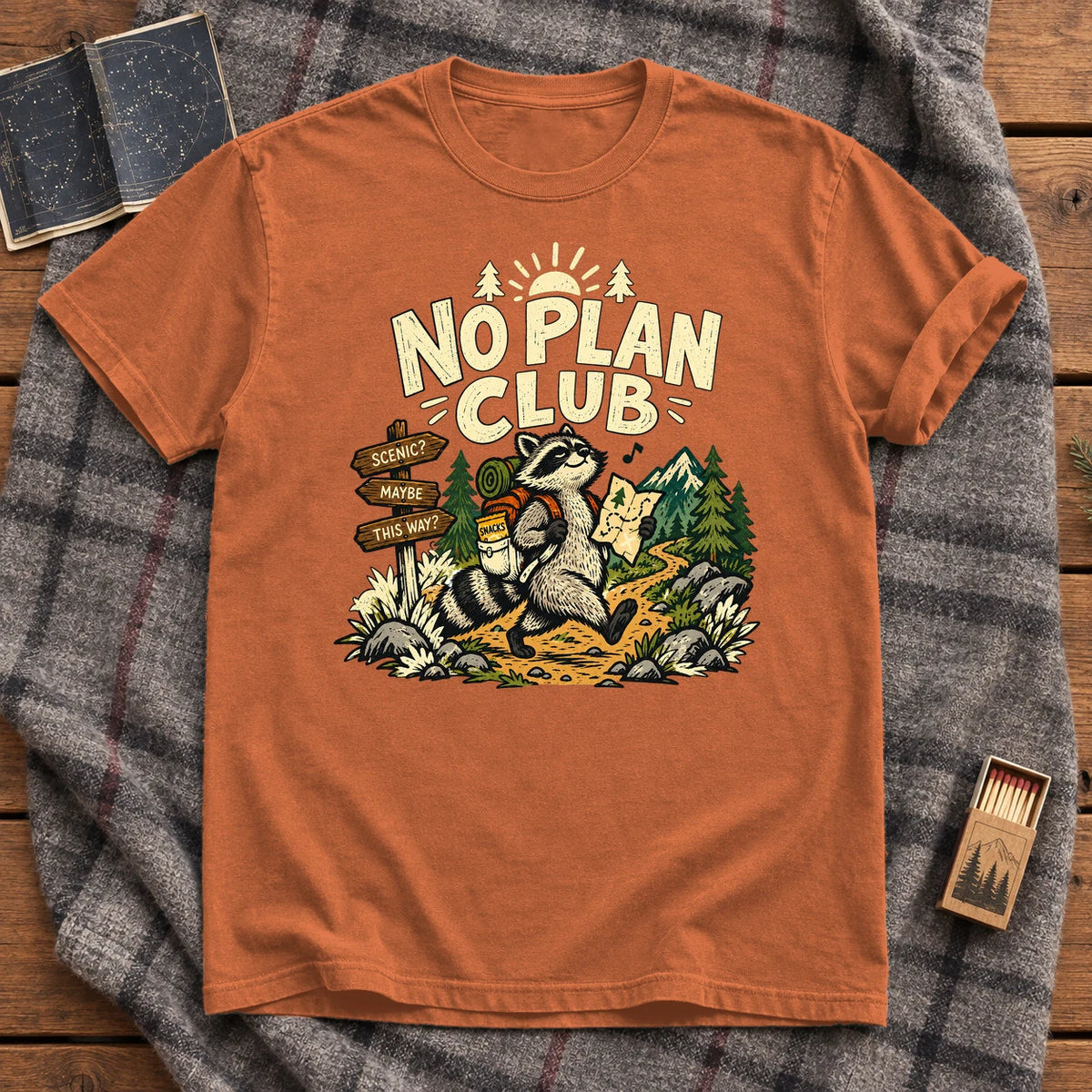 No Plan Club Raccoon Graphic Tee on Yam Premium Tee