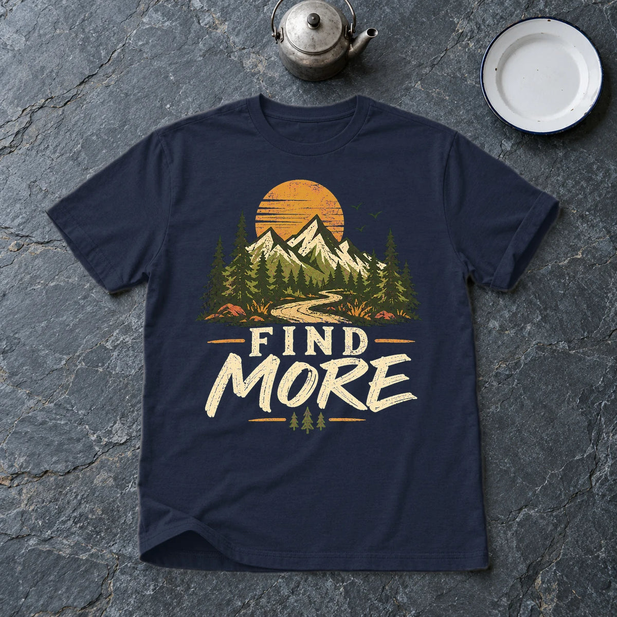 Find More Mountain Trail Graphic Tee on Navy Everyday Soft Tee
