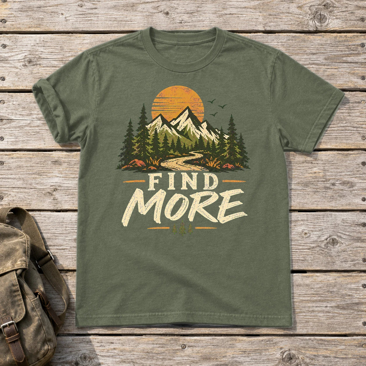 Find More Mountain Trail Graphic Tee on Military Green Everyday Soft Tee
