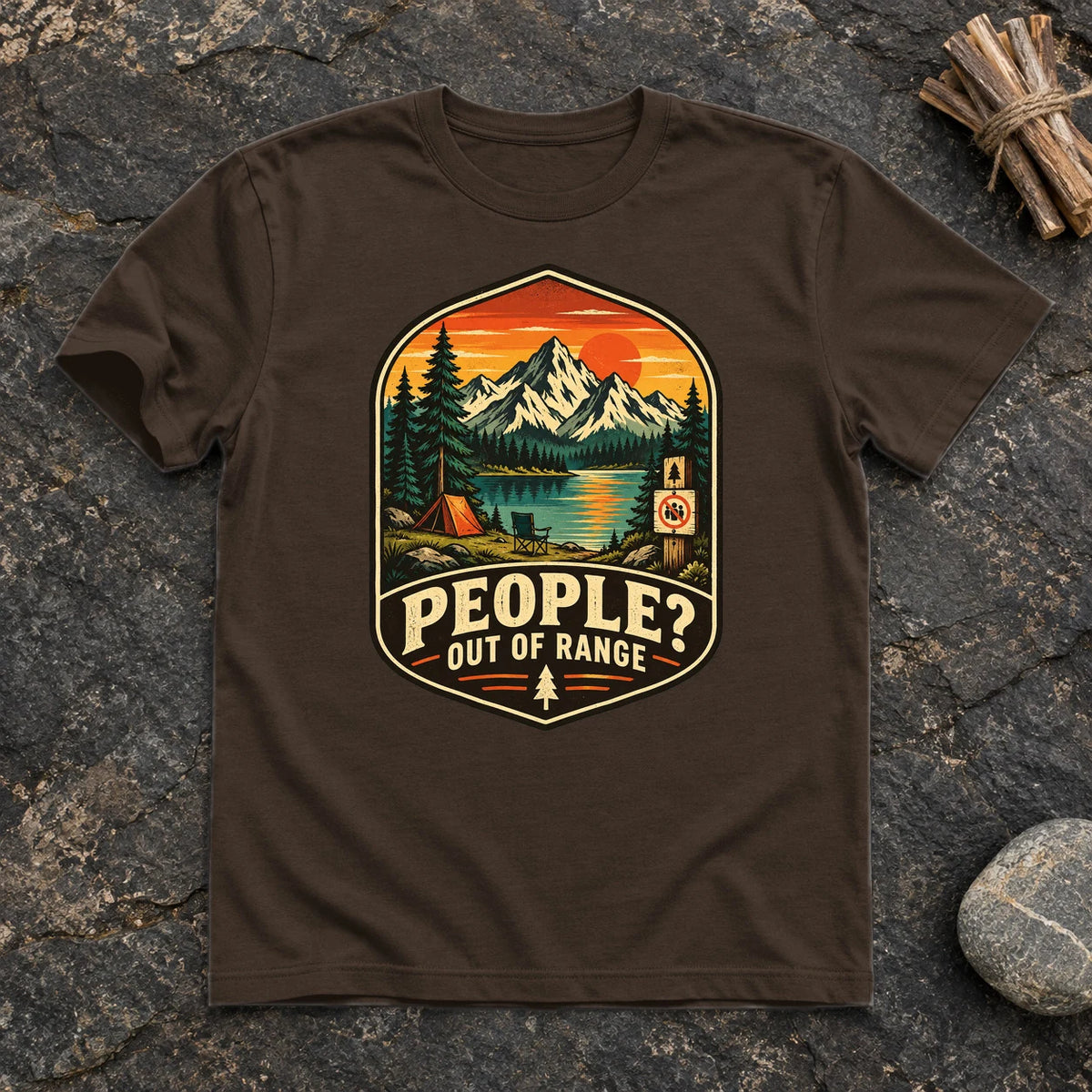 People Out of Range Vintage Graphic Tee on Dark Chocolate Everyday Soft Tee