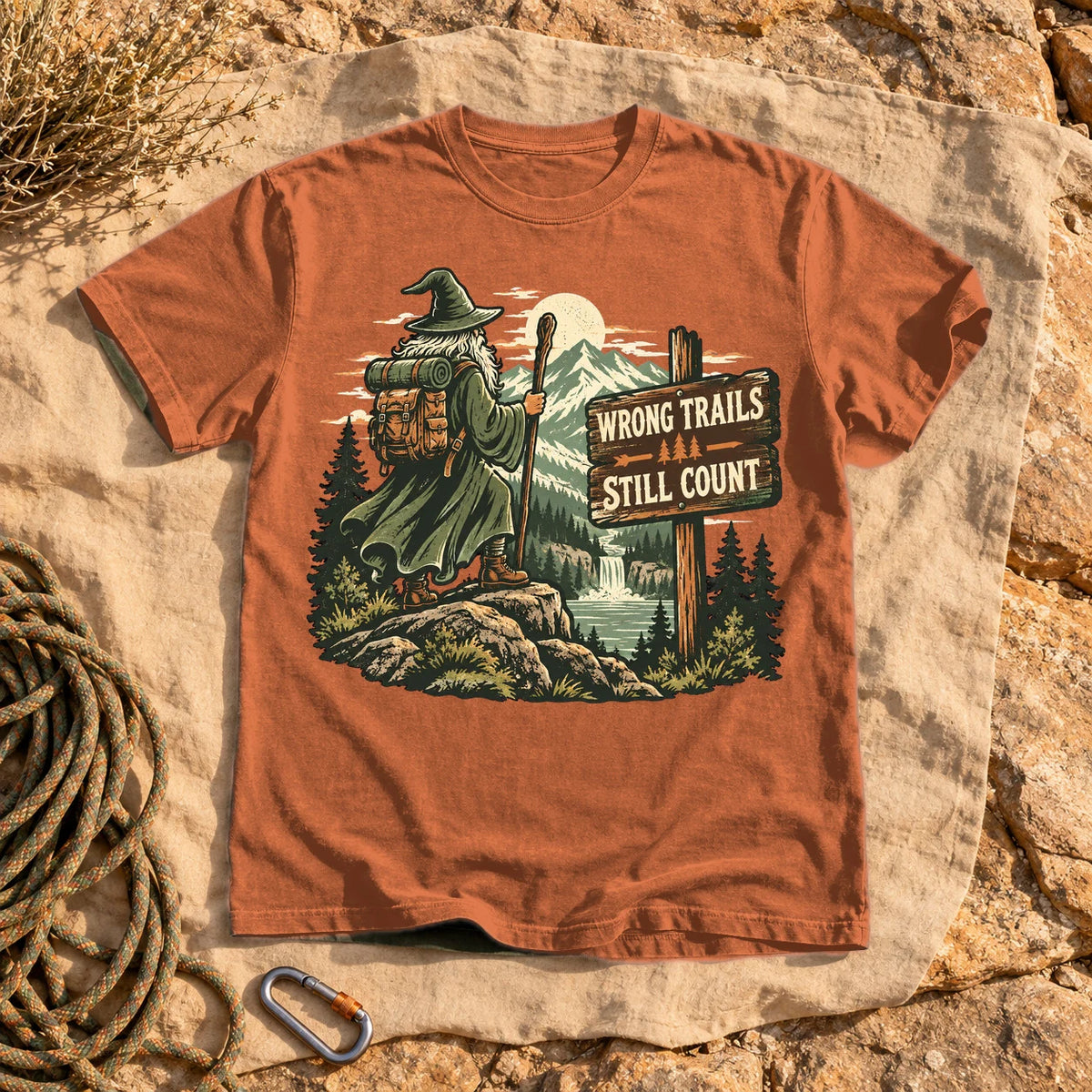 Wrong Trails Still Count Wizard Graphic Tee on Yam Premium Tee