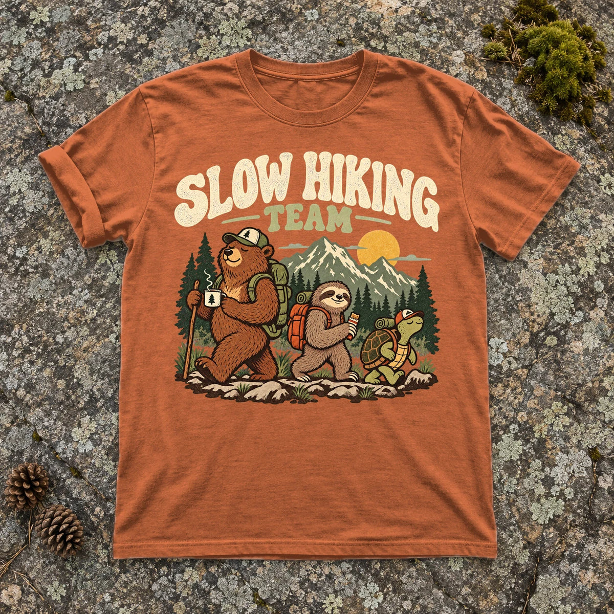 Slow Hiking Team Graphic Tee on Yam Premium Tee