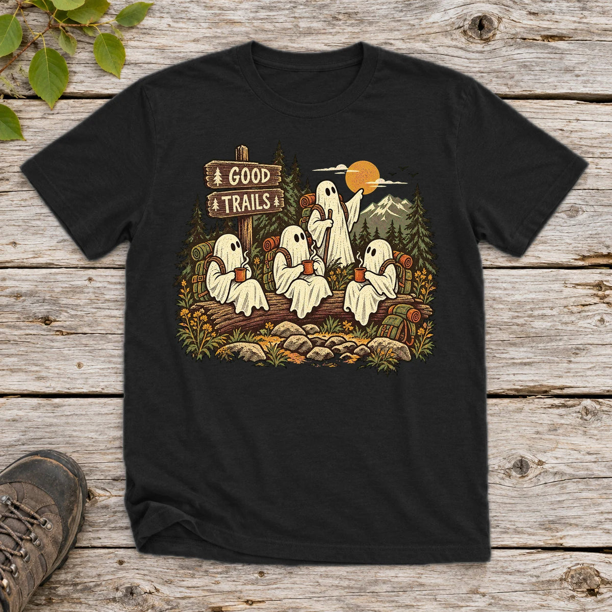 Good Trails Ghost Hikers Graphic Tee on Black Everyday Soft Tee