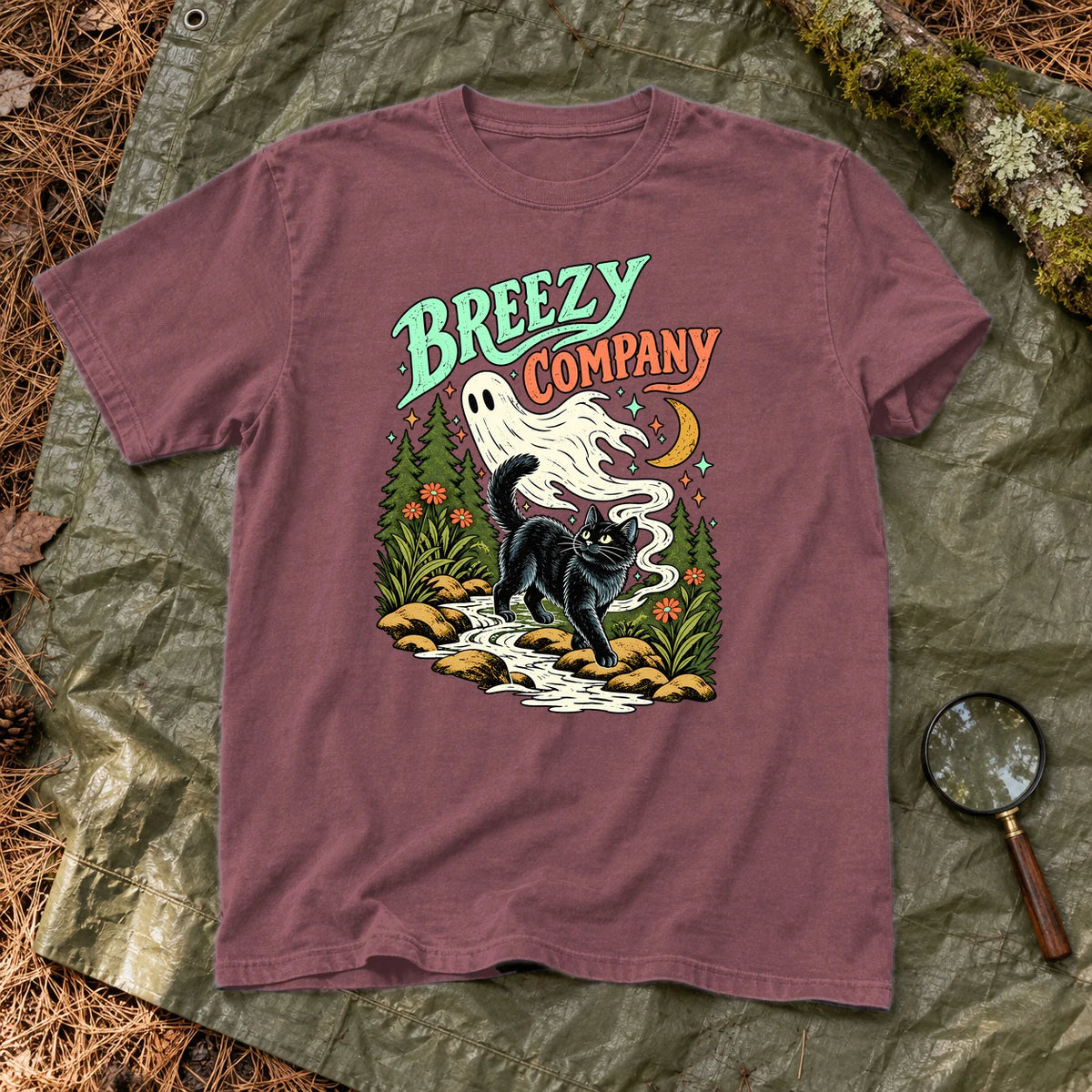 Breezy Company Ghost & Cat Graphic Tee on Brick Premium Tee