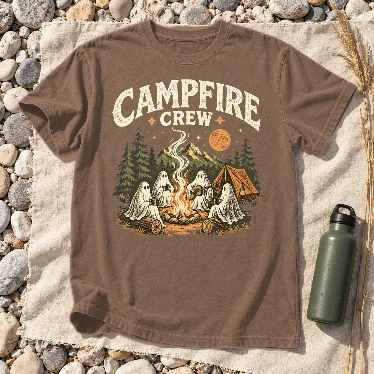Campfire Crew Retro Ghost Graphic Tee on Espresso Premium Tee