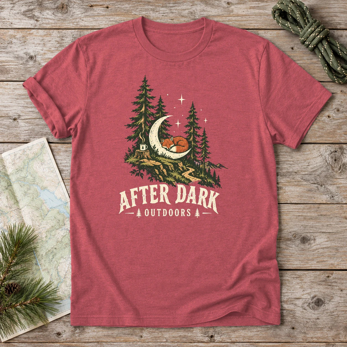 After Dark Outdoors Fox Graphic Tee on Heather Red Everyday Soft Tee