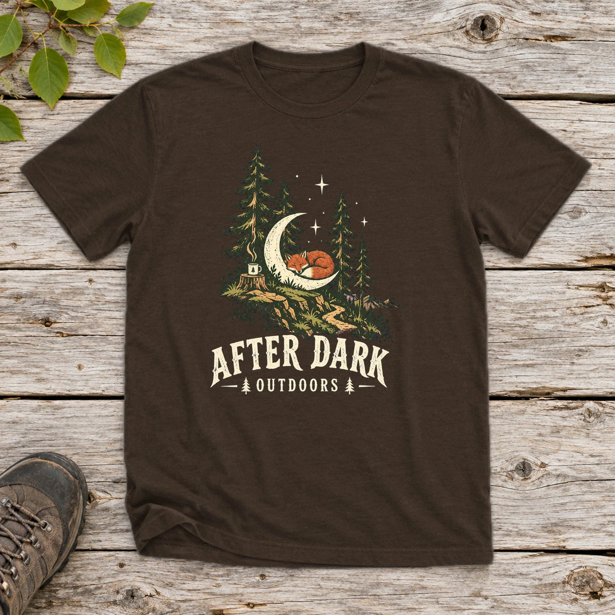 After Dark Outdoors Fox Graphic Tee on Dark Chocolate Everyday Soft Tee