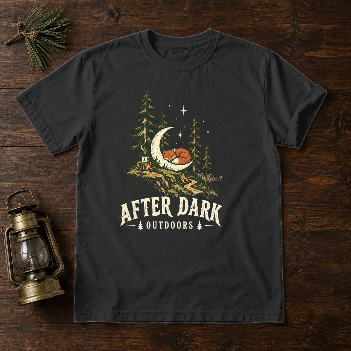 After Dark Outdoors Fox Graphic Tee on Black Premium Tee
