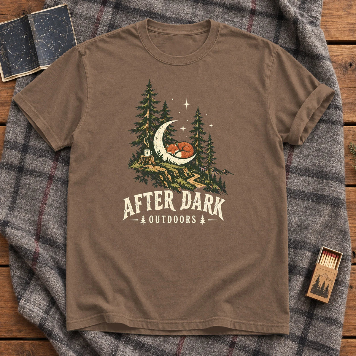 After Dark Outdoors Fox Graphic Tee on Espresso Premium Tee
