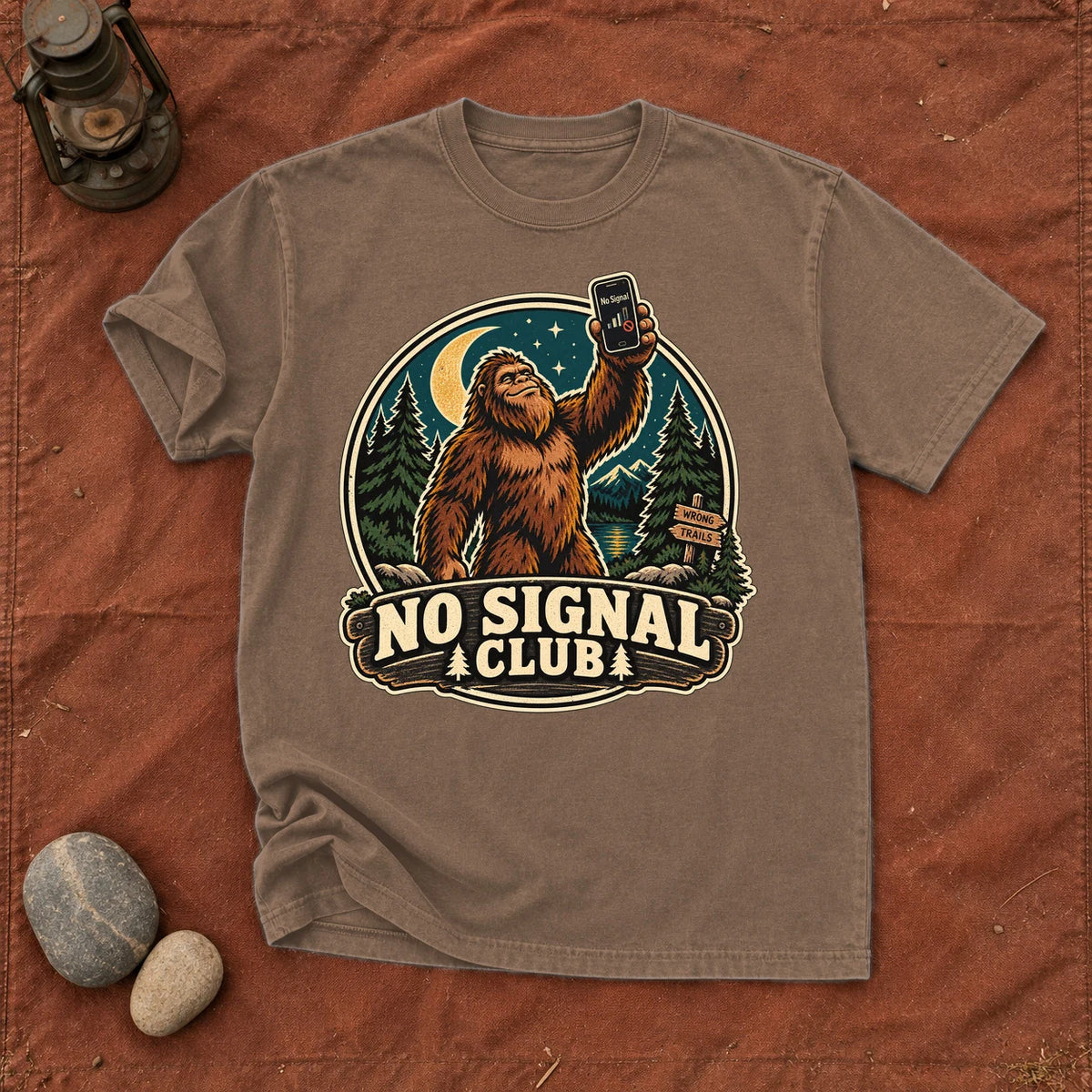 No Signal Club Bigfoot Graphic Tee on Espresso Premium Tee