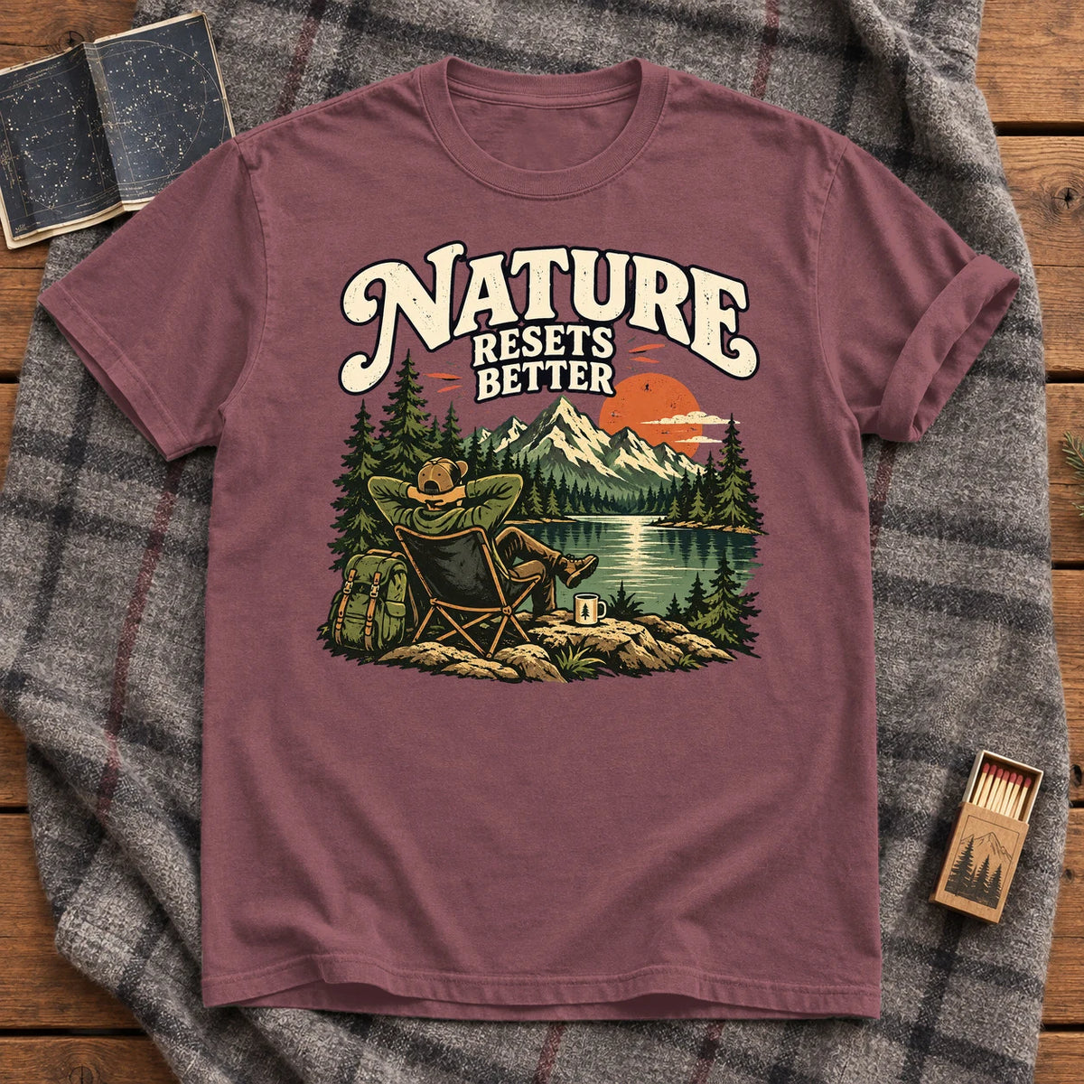 Nature Resets Better Graphic Tee on Brick Premium Tee
