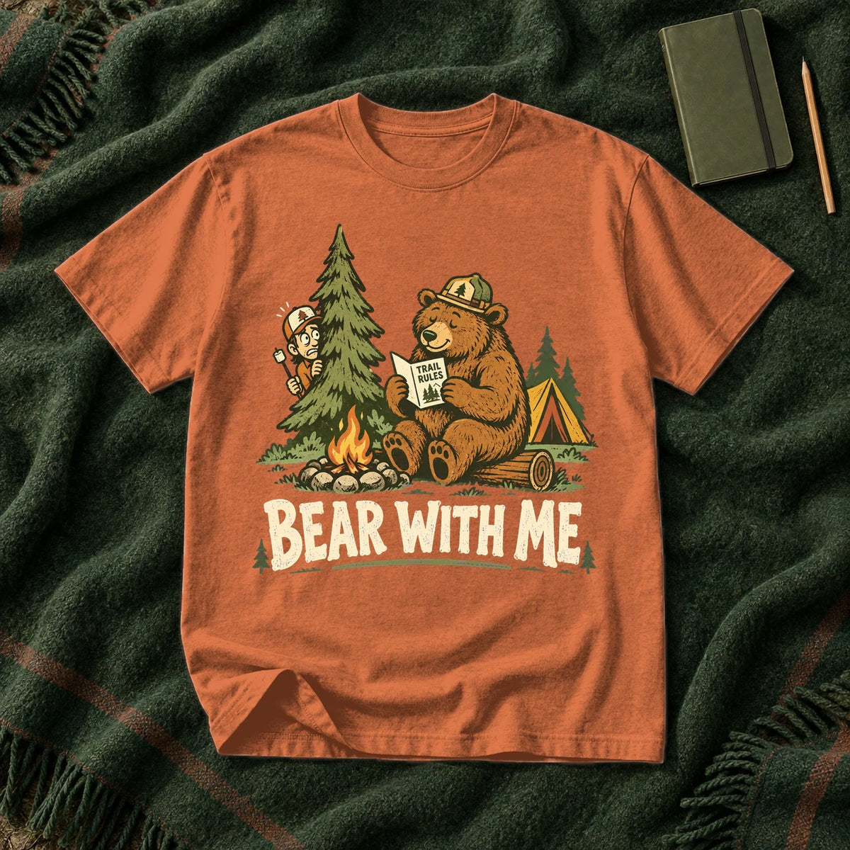 Bear With Me Camping Graphic Tee on Yam Premium Tee