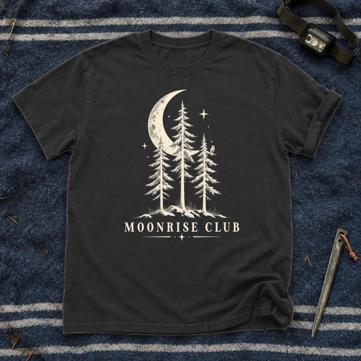 Moonrise Club Celestial Forest Graphic Tee on Black Premium Tee