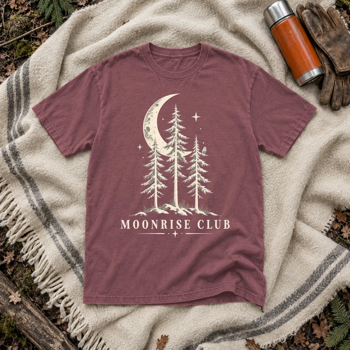 Moonrise Club Celestial Forest Graphic Tee on Brick Premium Tee