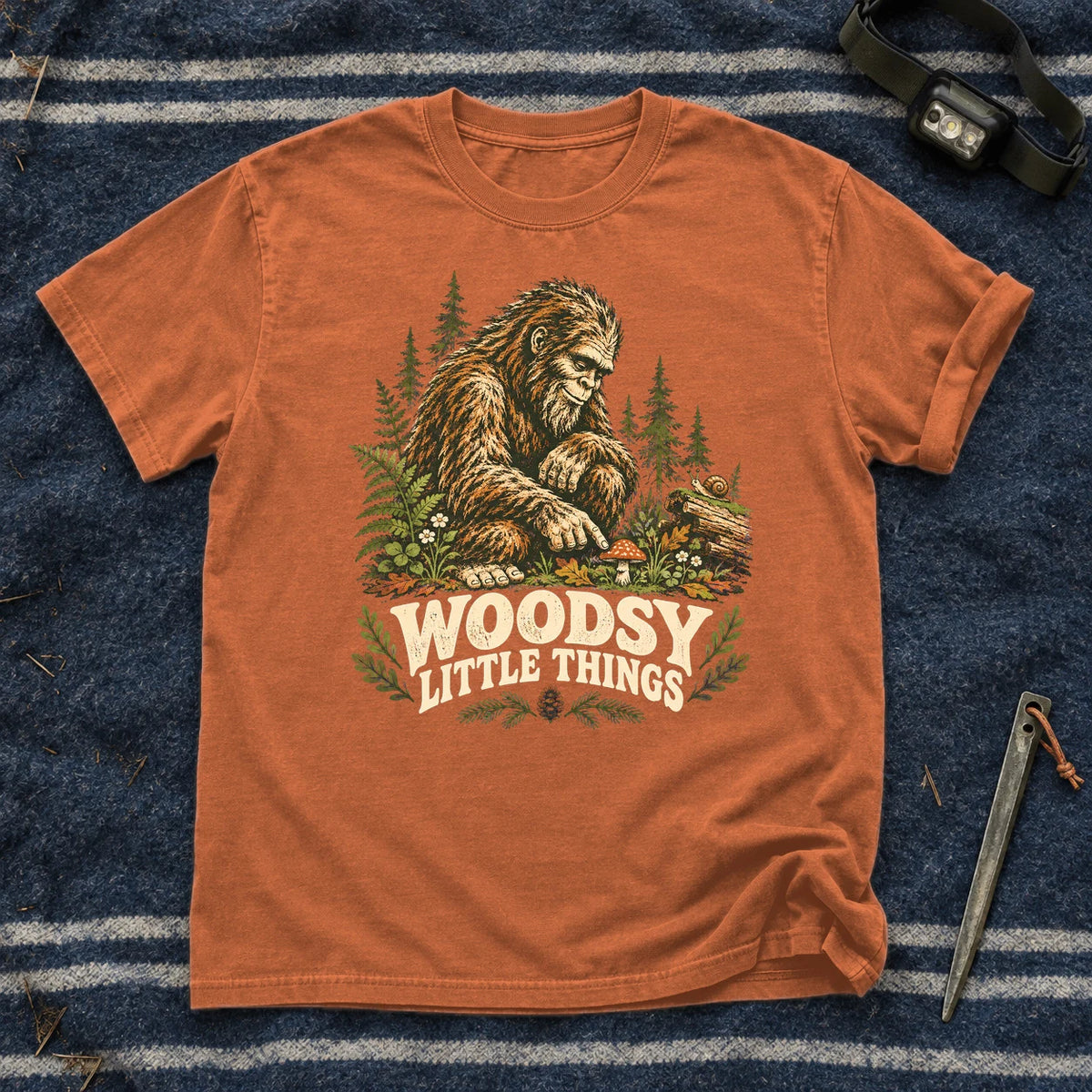 Woodsy Little Things Bigfoot Graphic Tee on Yam Premium Tee