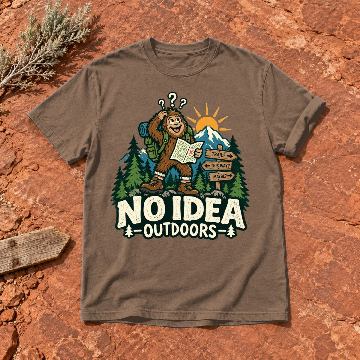 No Idea Outdoors Bigfoot Graphic Tee on Espresso Premium Tee