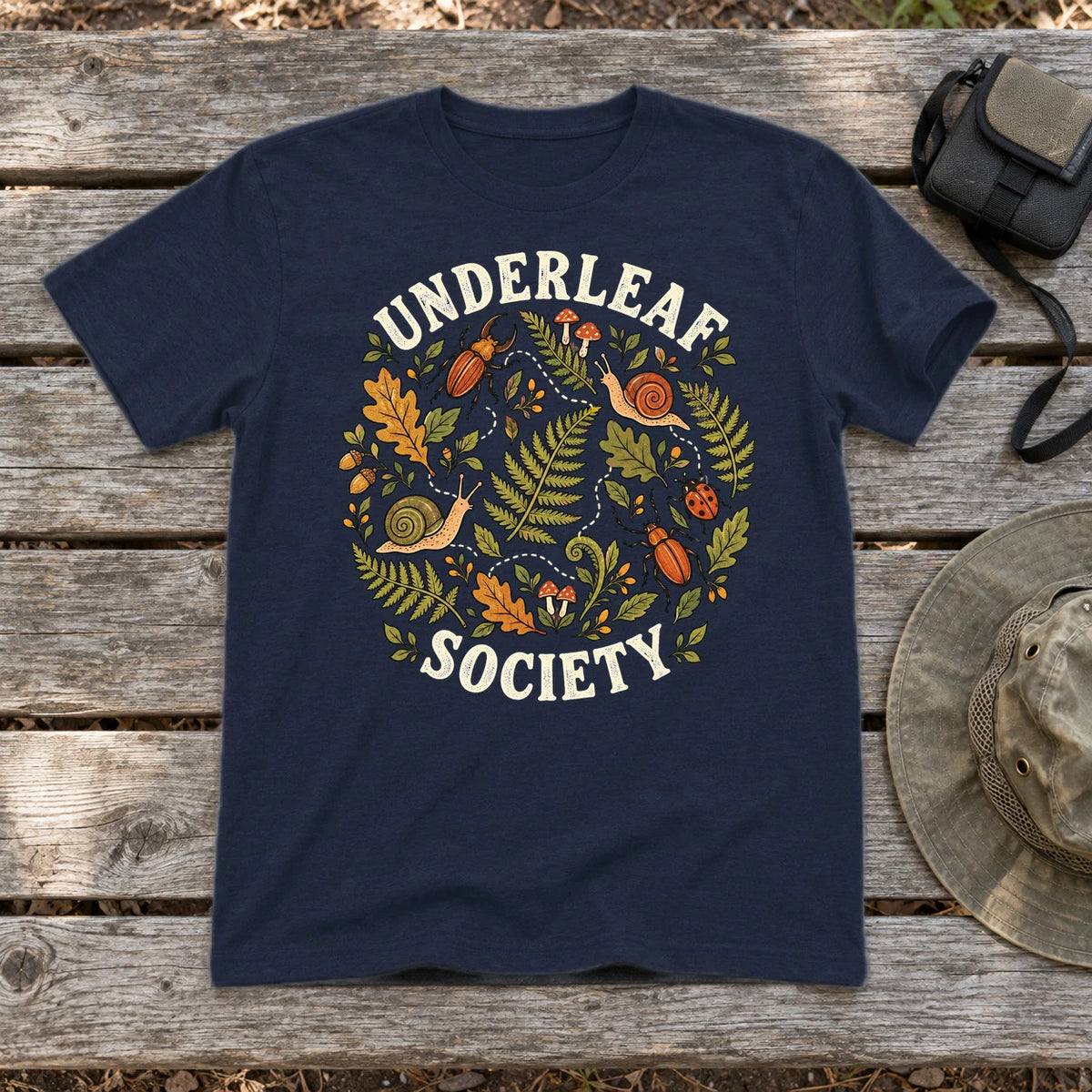 Underleaf Society Botanical Graphic Tee on Navy Everyday Soft Tee