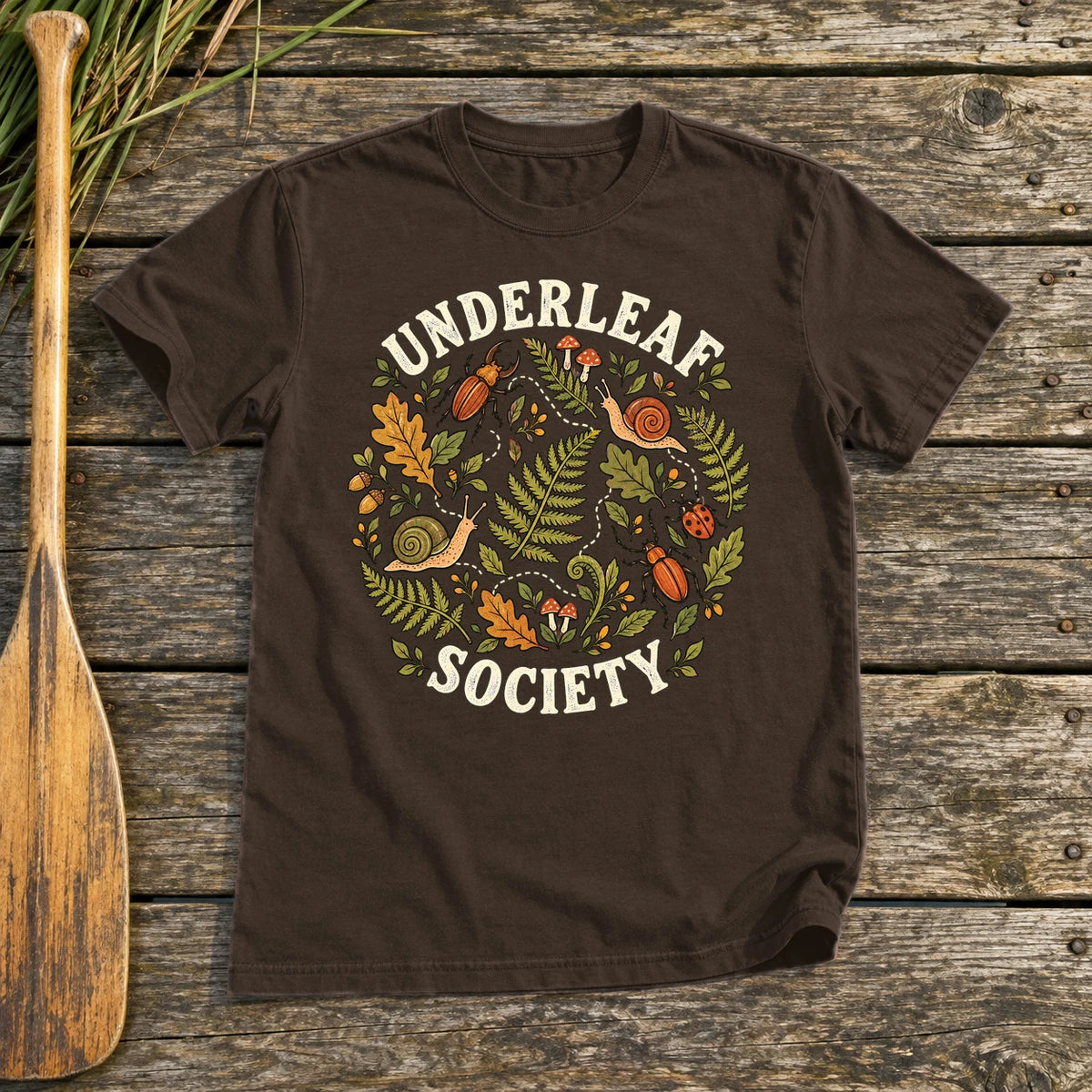 Underleaf Society Botanical Graphic Tee on Dark Chocolate Everyday Soft Tee