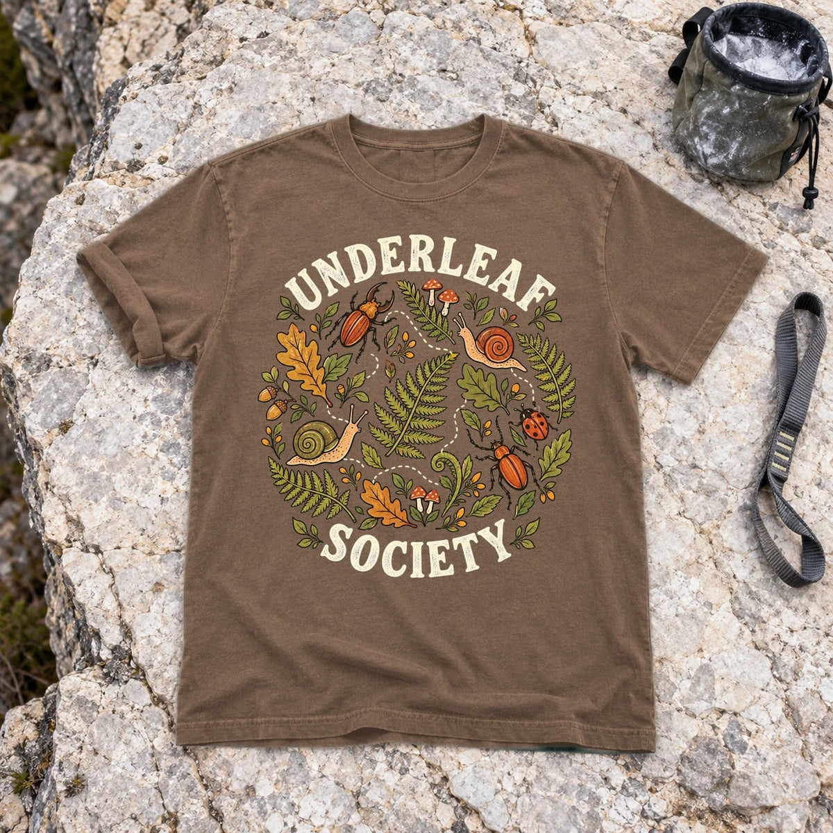 Underleaf Society Botanical Graphic Tee on Espresso Premium Tee