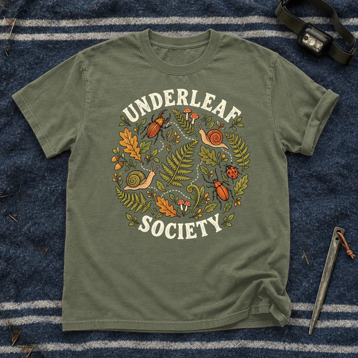 Underleaf Society Botanical Graphic Tee on Moss Premium Tee