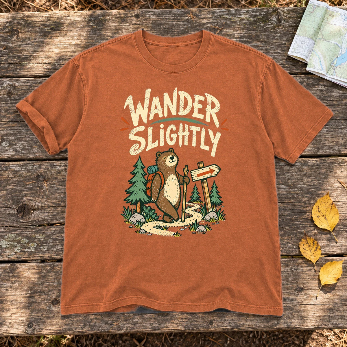 Wander Slightly Hiking Bear Graphic Tee on Yam Premium Tee
