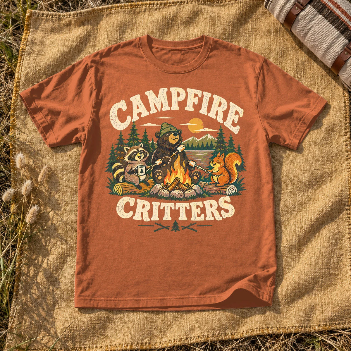 Campfire Critters Vintage Graphic Tee on Yam Premium Tee