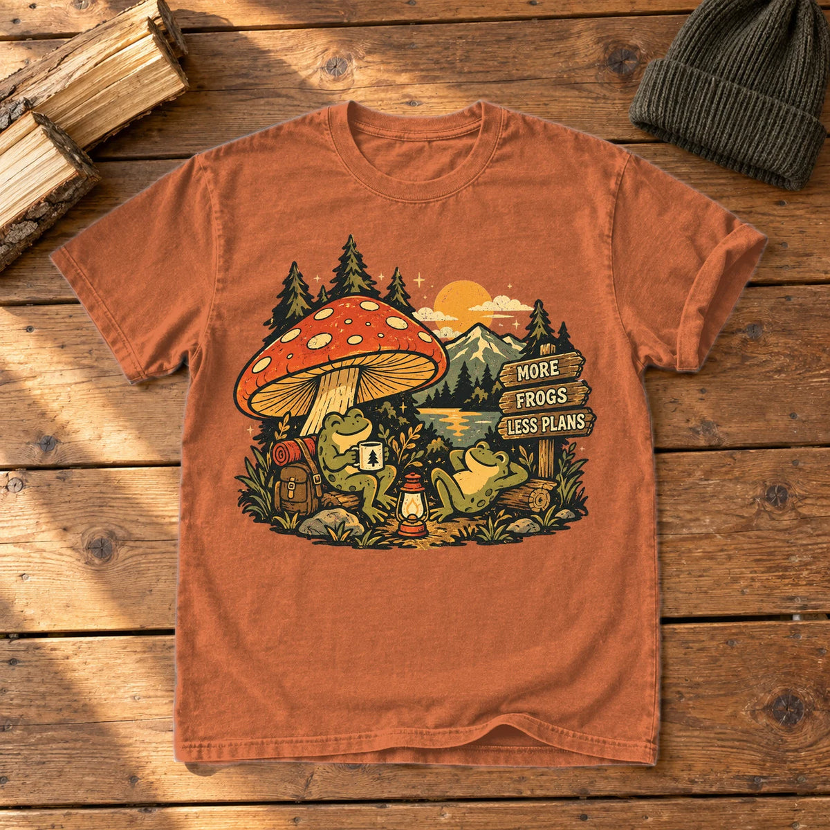 More Frogs Less Plans Graphic Tee on Yam Premium Tee