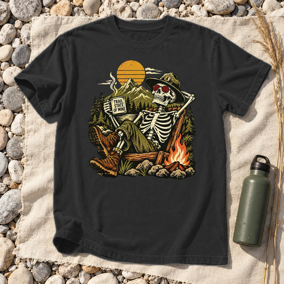Trail State of Mind Skeleton Graphic Tee on Black Premium Tee