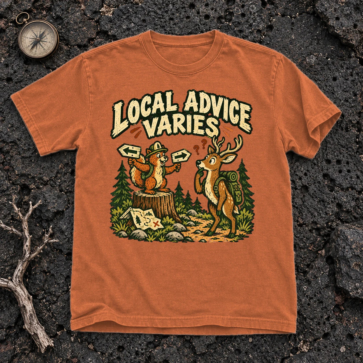 Local Advice Varies Vintage Trail Graphic Tee on Yam Premium Tee