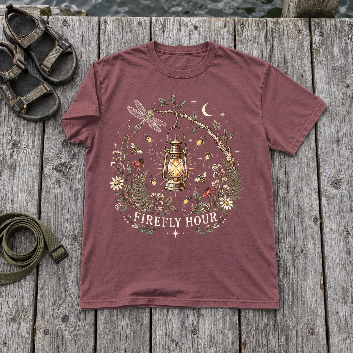 Firefly Hour Vintage Lantern Graphic Tee on Brick Premium Tee