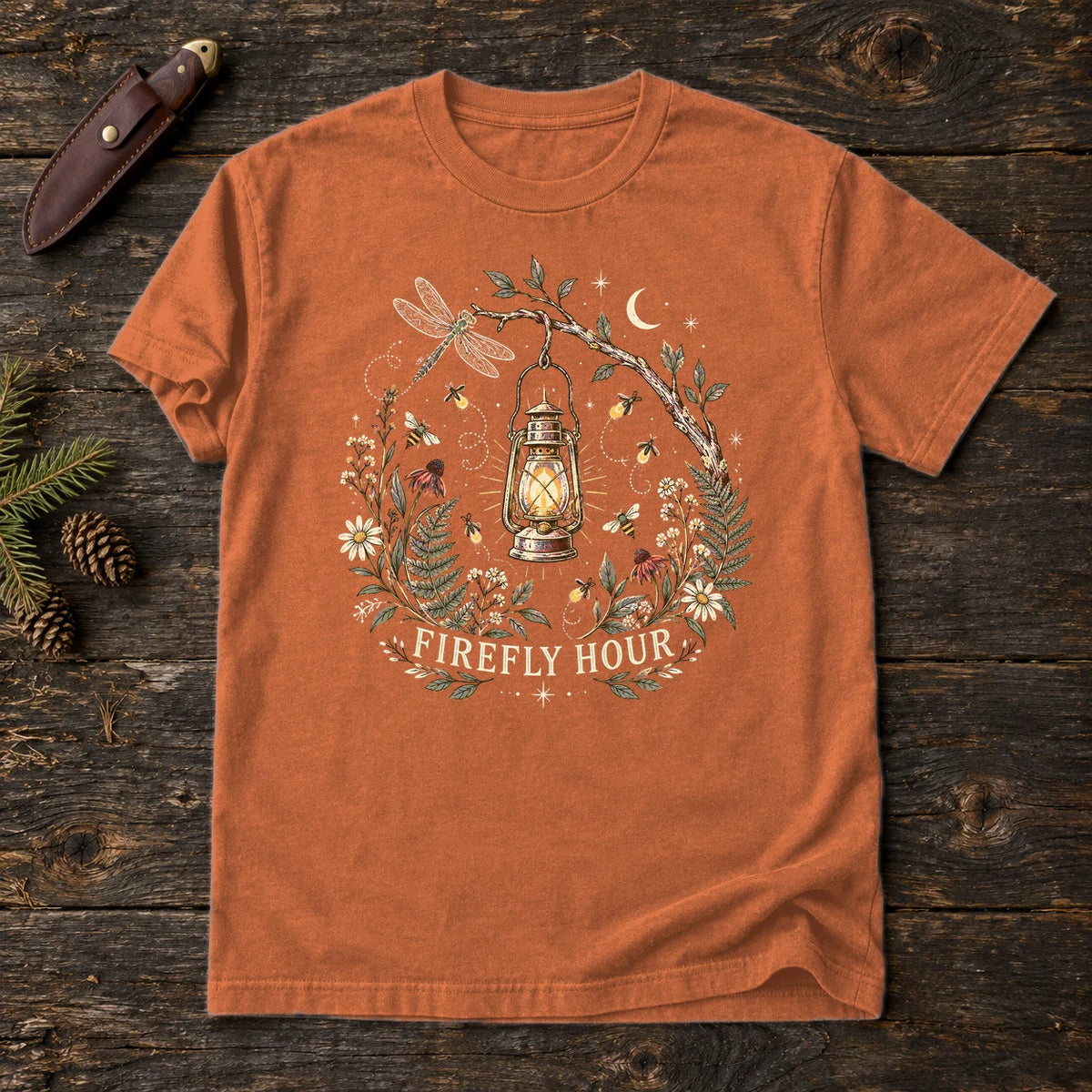 Firefly Hour Vintage Lantern Graphic Tee on Yam Premium Tee