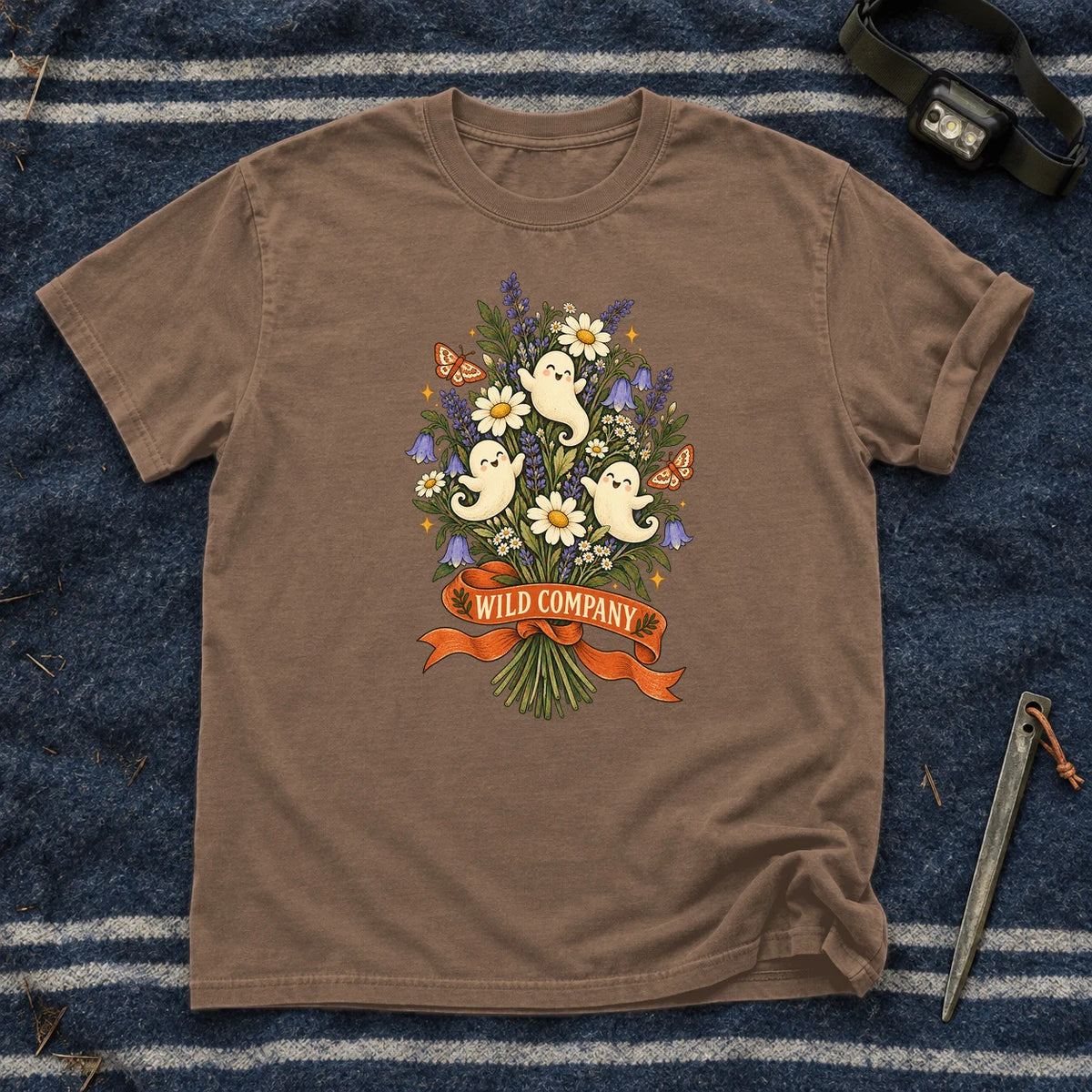 Wild Company Ghost Bouquet Graphic Tee on Espresso Premium Tee
