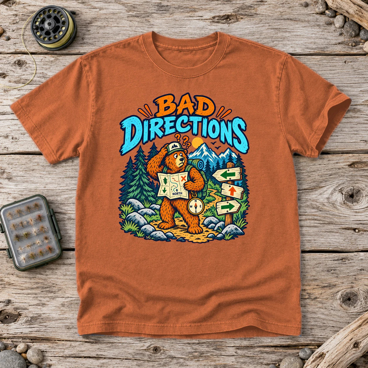 Bad Directions Bear Graphic Tee on Yam Premium Tee