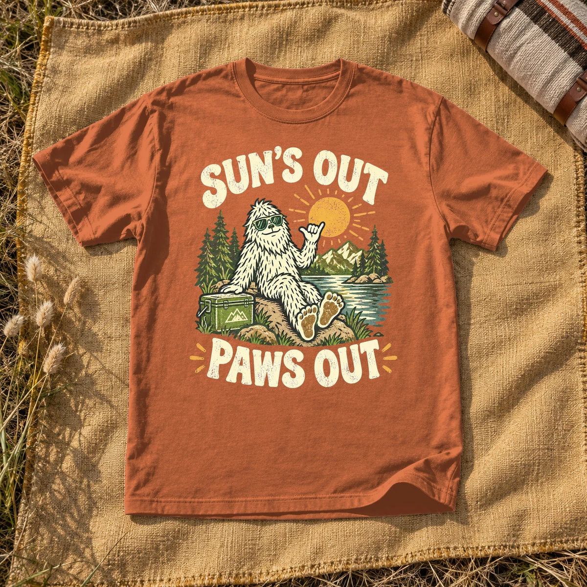Sun's Out Paws Out Bigfoot Graphic Tee on Yam Premium Tee