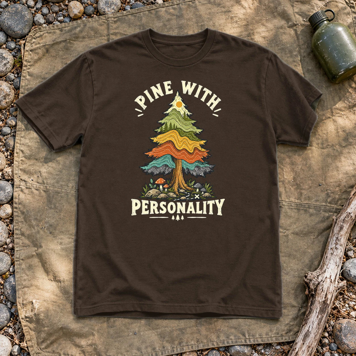 Pine With Personality Graphic Tee on Dark Chocolate Everyday Soft Tee