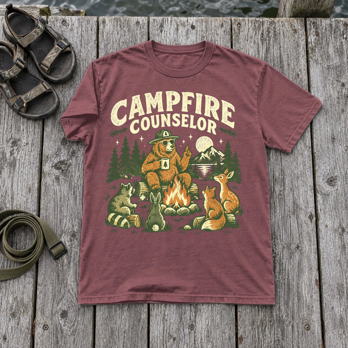Campfire Counselor Graphic Tee on Brick Premium Tee