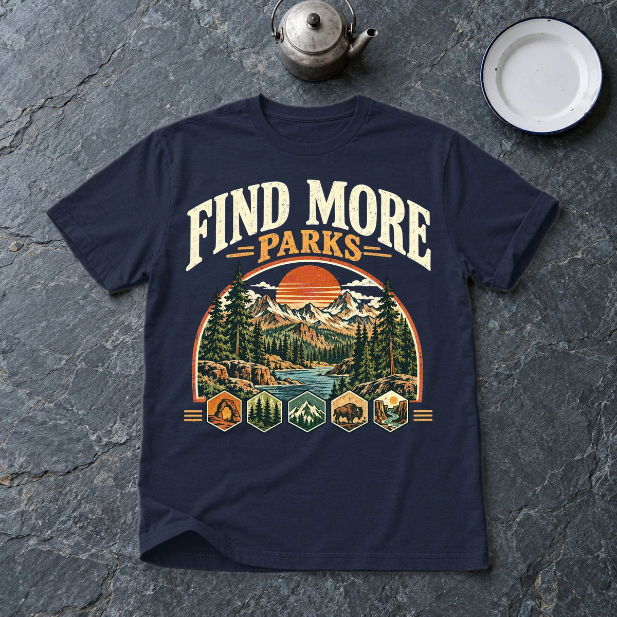 Find More Parks Vintage Graphic Tee on Navy Everyday Soft Tee